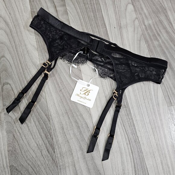 NWT Honey Birdette Tessa Black Garter Belt Suspender Size XL - Picture 2 of 5